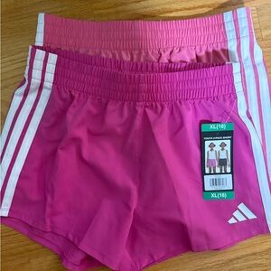 Adidas Pink Athletic Shorts Lightweight Elastic Set of 2!!